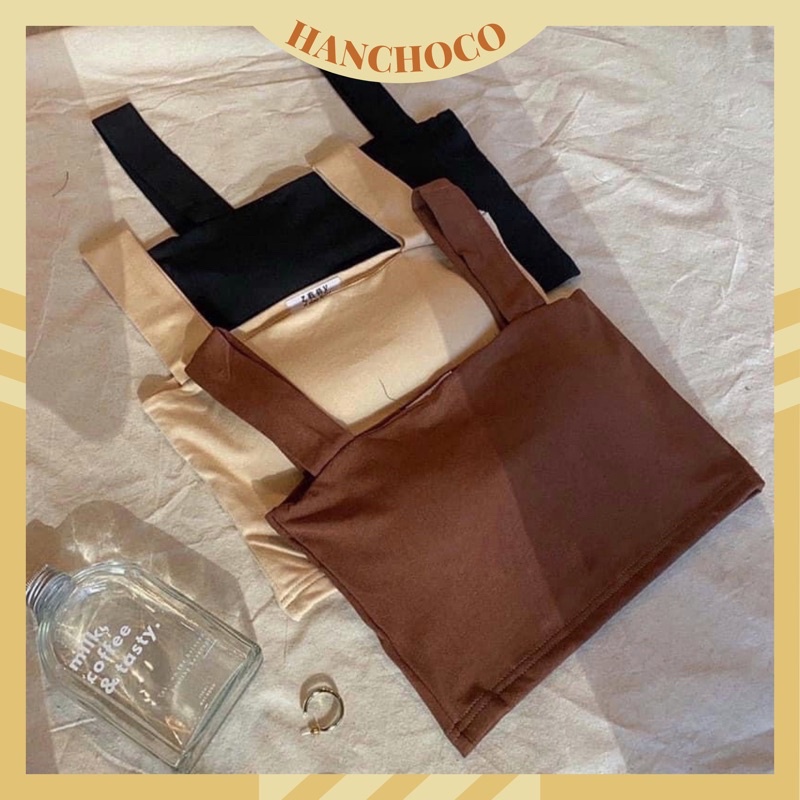 ÁO CROPTOP 2 DÂY BẢN TO CÓ ĐỆM NGỰC siêu co giãn HANCHOCO STORE