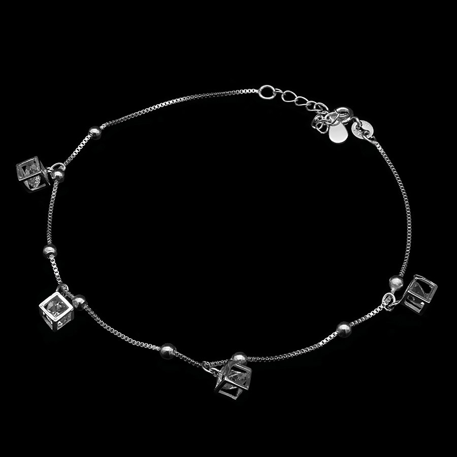 Lắc Tay Bạc Nữ Hình Khối Lập Phương