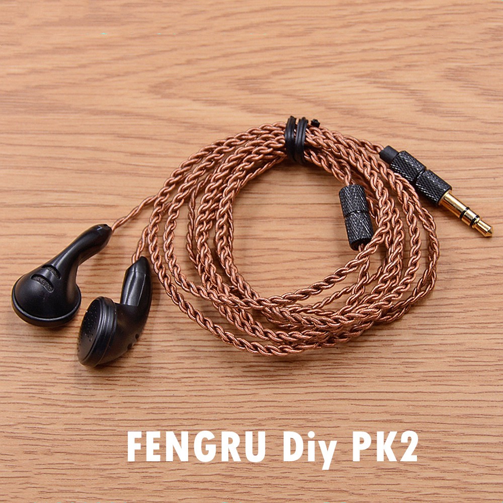 FENGRU DIY PK2 In-ear Earphones Flat Head DIY Earphone HiFi Bass Earbuds DJ Earbuds Heavy Bass Sound Use For Smart Phone