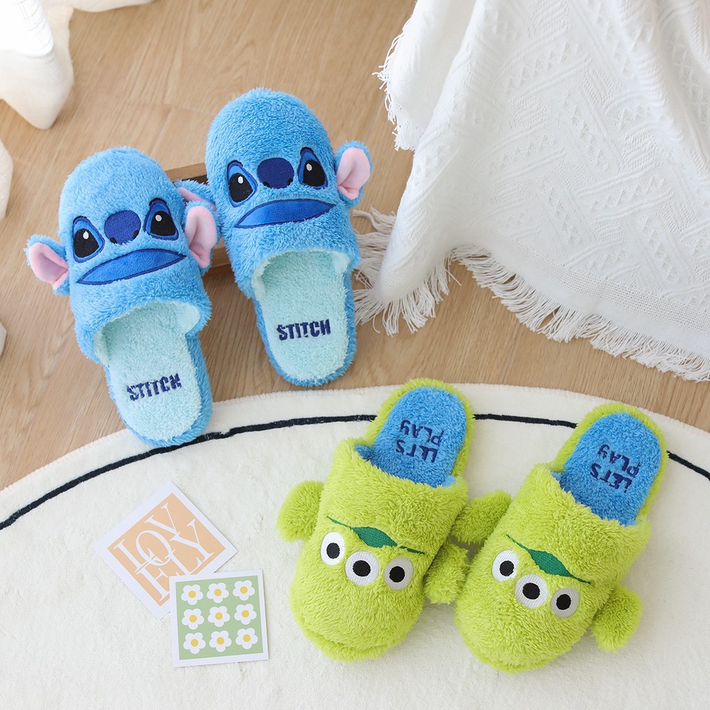 Dép Bông Đi Trong Nhà Hình Hoạt Hình Disney Winnie The Pooh Stitch Alien Chipmunks Quà Tặng Cho Bé Gái