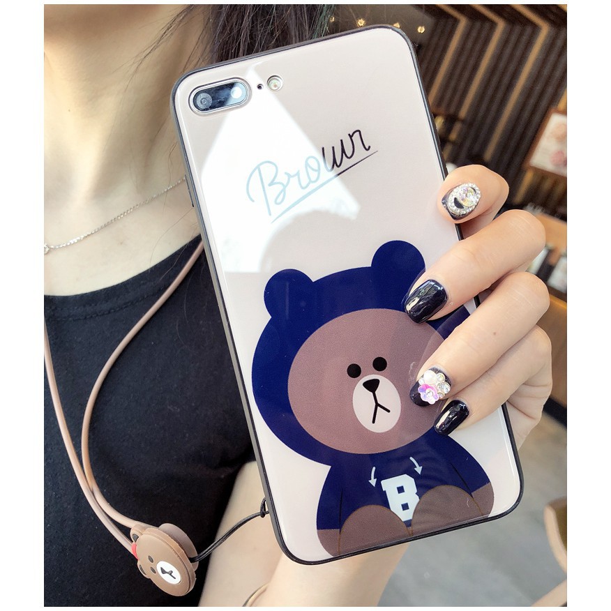 [ IPHONE ] Ốp Lưng Kính Cường Lực Gấu Brown - A055 | BigBuy360 - bigbuy360.vn