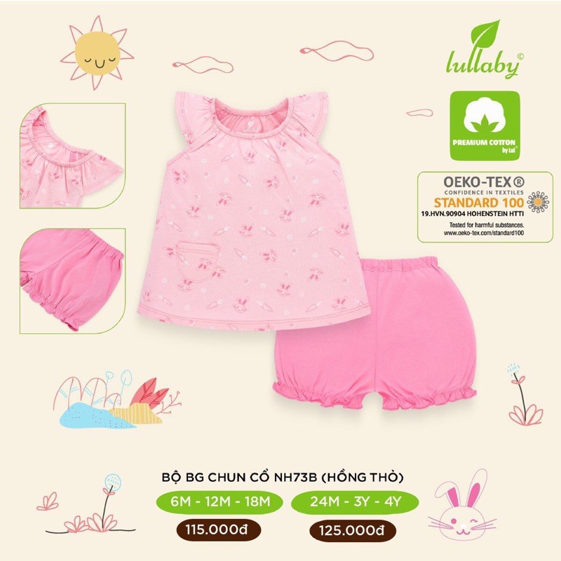 Bộ cộc tay bé trai/bé gái Lullaby 2021 (Sz 6m-4y)