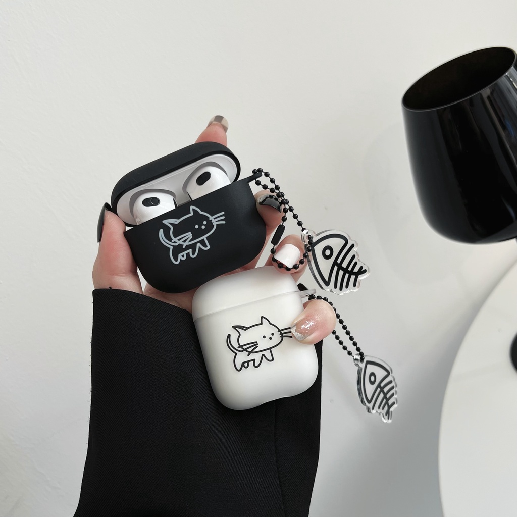 Vỏ Bảo Vệ Hộp Sạc Tai Nghe Airpods3 Gen AirPodsPro2 AirPodsPro 2 Hình Mèo Dễ Thương Kèm Móc Treo Tiện Dụng Ốp