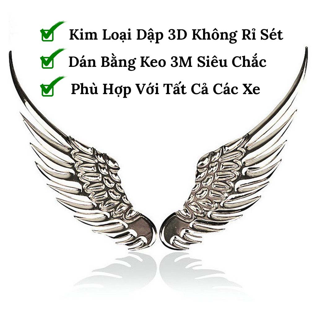 (Có video) Logo Cánh Chim Kim Loại 3D Dán Nắp Capo Ô Tô chất lượng cao