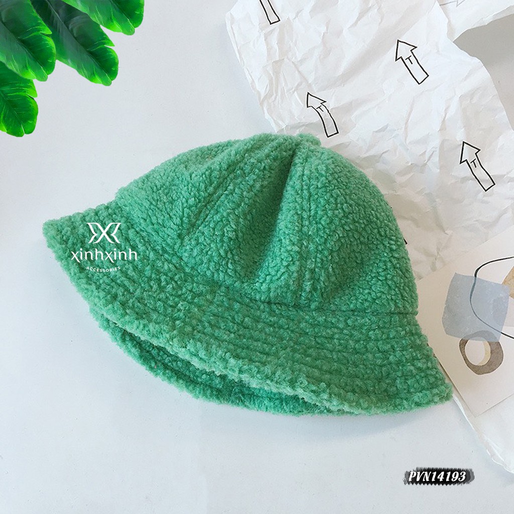 Mũ lông cừu Bucket Retro phong cách Hàn Quốc cho bé yêu - Xinh Xinh Accessories