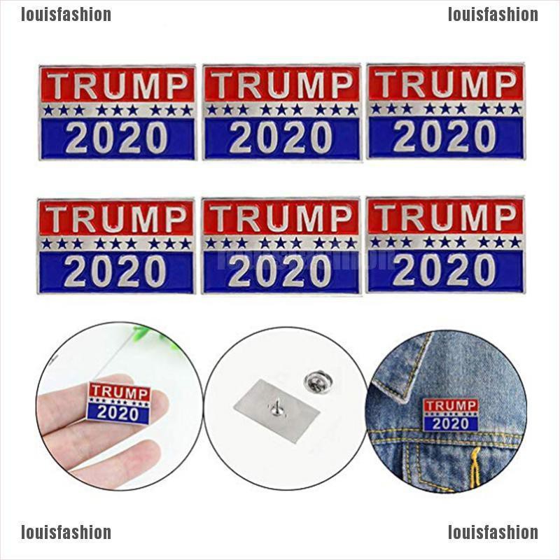 Set 5 huy hiệu cài áo kiểu chữ Trump 2020 ủng hộ tổng thống Donald Trump