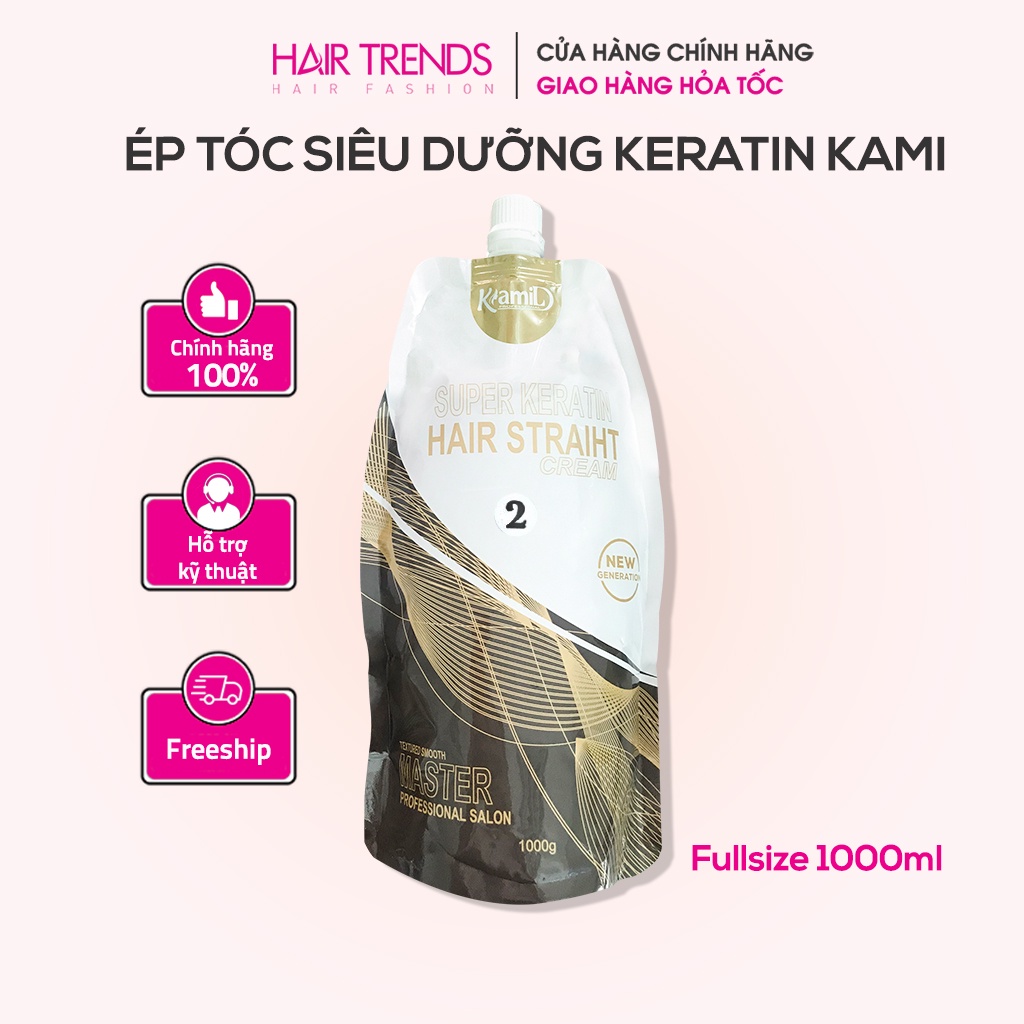 (CHÍNH HÃNG) Thuốc duỗi tóc siêu dưỡng keratin KAMI-thuốc ép tóc phục hồi tại nhà và cho salon tóc (Size lớn)