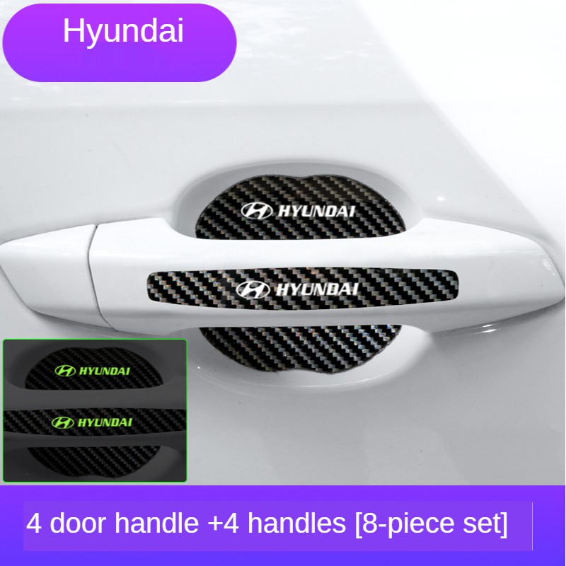 Miếng dán tay nắm cửa ô tô bằng sợi cacbon phát sáng ô tô Hyundai dùng cho Accent/EON/REINA/KONA/Atoz/Sonata/Trajet/I10