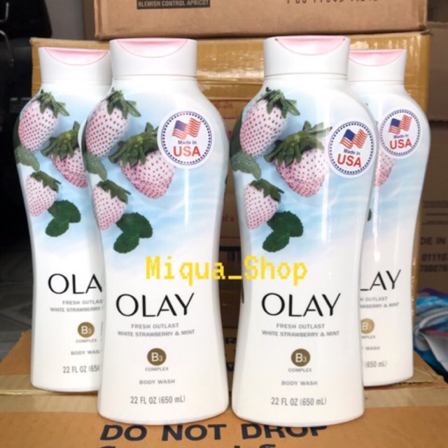 Sữa tắm Olay cooling white strawberry & mint 650ml Chính Hãng USA