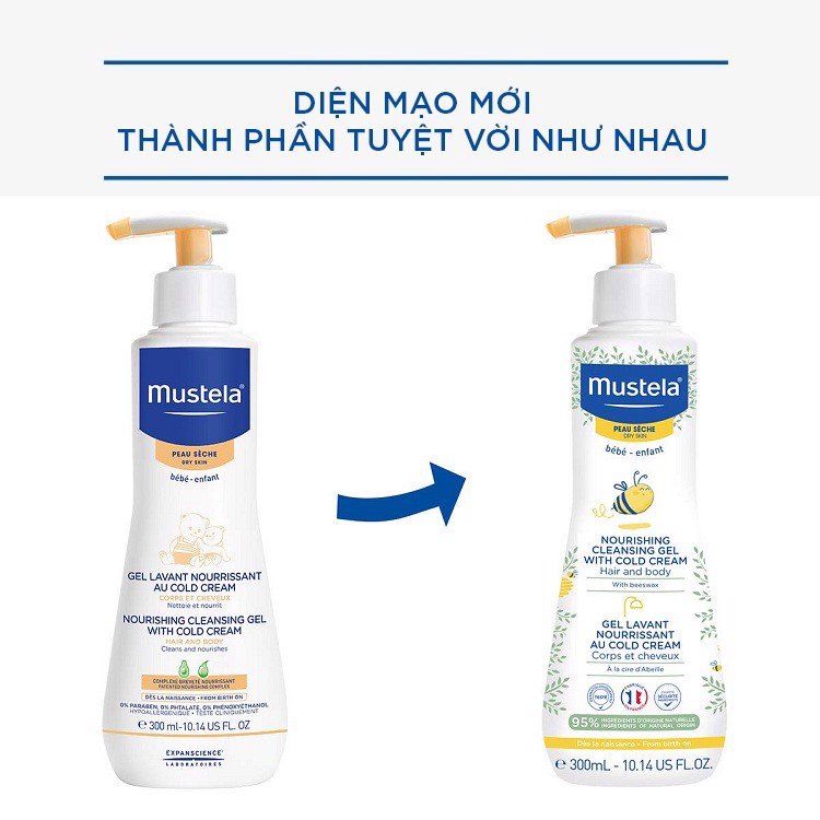 Sữa Tắm Gội Da Khô Mustela Nourishing Cleansing Gel with Cold Cream 300ml
