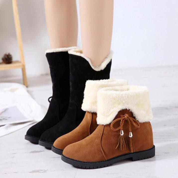 Boots Nữ-Giày Boots Nữ Da Lộn Lót Lông Kiểu Dáng Hàn Quốc | BigBuy360 - bigbuy360.vn