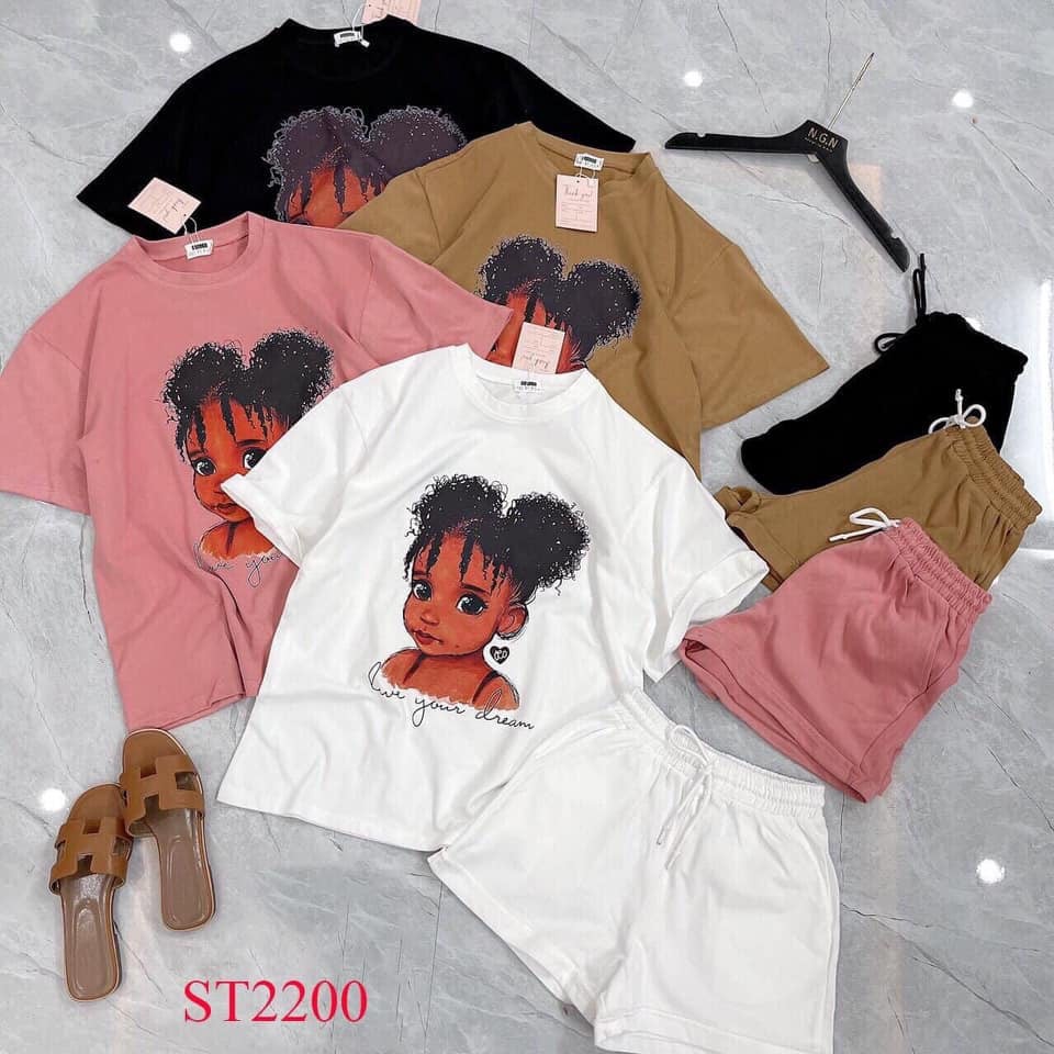 Đồ bộ nữ  Cotton Quần Đùi Cô Gái Da Đen 4 Màu Cho Nữ