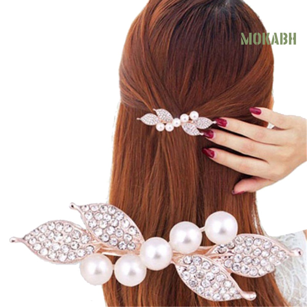 Kẹp Tóc Hình Nơ Đính Ngọc Trai Giả Thanh Lịch Cho Nữ