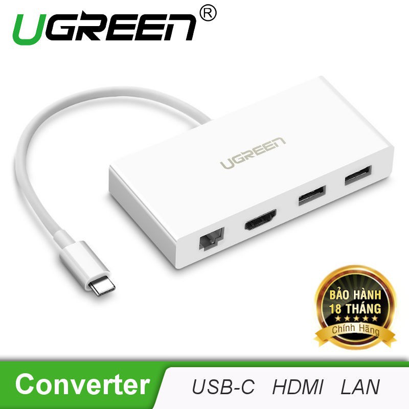 Hub USB Type-C sang HDMI + Lan 10/100Mbps + USB 3.0 UGREEN 40377