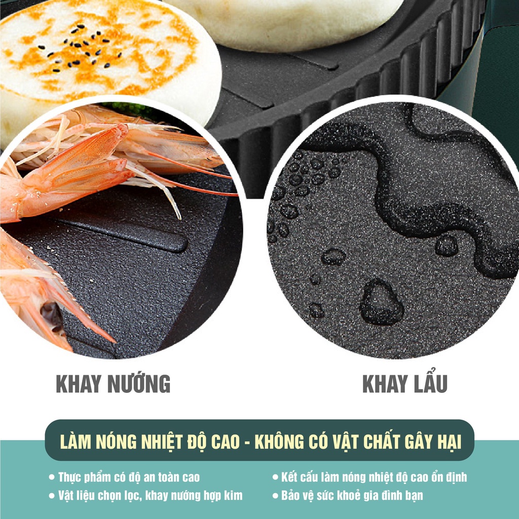 BẾP LẨU NƯỚNG ĐA NĂNG CAO CẤP 2 IN 1-Khay nướng chống dính - Tiết kiệm điện năng