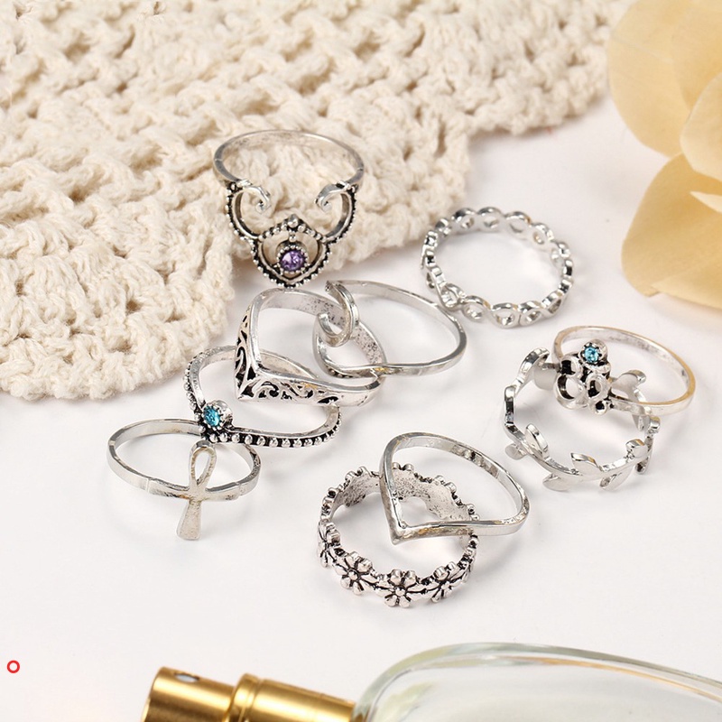 Set 10 nhẫn đeo khớp ngón tay nhiều mẫu mã thời trang cá tính cho nữ