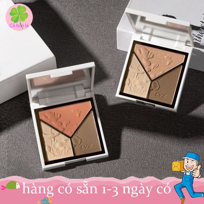 Bảng Phấn Bắt Sáng CVZ Ba Màu Chất Lì Lấp Lánh Chuyên Dụng Cho Trang Điểm Trôi