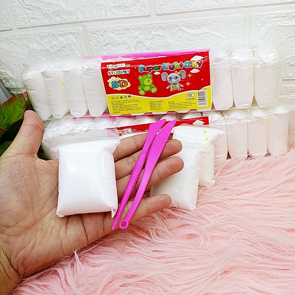Đất sét Nhật trắng- FREESHIP, Bộ đồ chơi đất sét dẻo màu trắng đơn giản cho bé , Phát Huy Hoàng