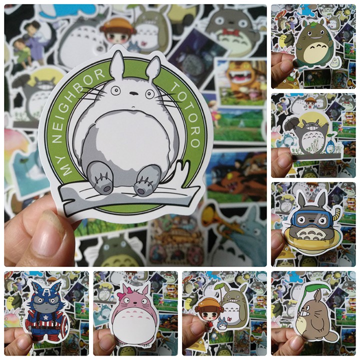 Bộ Sticker dán cao cấp chủ đề TOTORO - Dùng dán Xe, dán mũ bảo hiểm, dán Laptop...