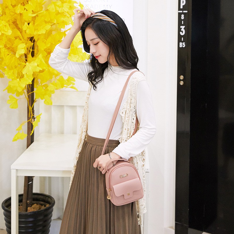 Sale 73% Ba lô da mini phong cách Hàn Quốc thời trang cho nữ, grey Giá gốc 75000đ - 1G84