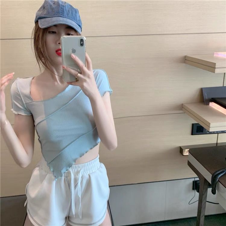 Áo Croptop Cổ Tròn Thời Trang Mùa Hè Dành Cho Nữ