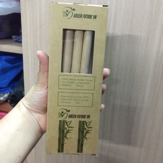 10 ống hút tre size trà sữa +cọ