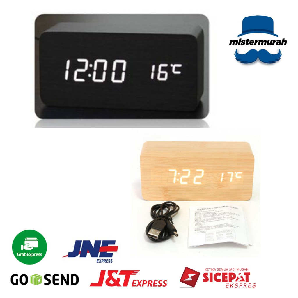 Đồng Hồ Báo Thức Điện Tử Để Bàn Bằng Gỗ Có Đèn LED Hiển Thị Nhiệt Độ / Đồng Hồ Báo Thức Thông Minh
