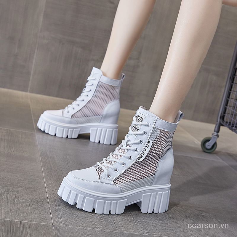 Hollow Mesh Surface Dr. Martens Boots Women's Height Increasing Insole Internet Celebrity All-Match Slimming Feet2021Spring New Breathable Sandals Fashion