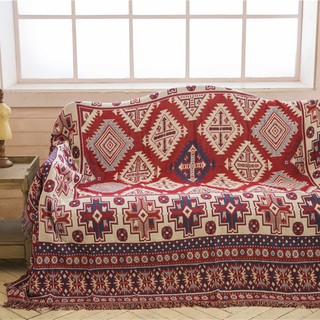 Passion thảm phủ sofa trang trí thổ cẩm hoa văn đỏ hồng
