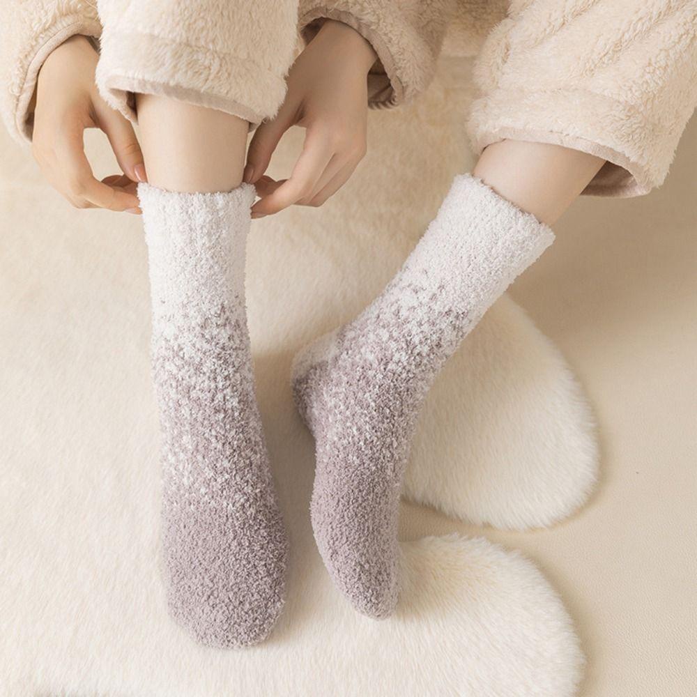 Mocho Vớ Ngủ Nhung San Hô Dày Dặn Họa Tiết Chấm Bi Đơn Giản Sáng Tạo