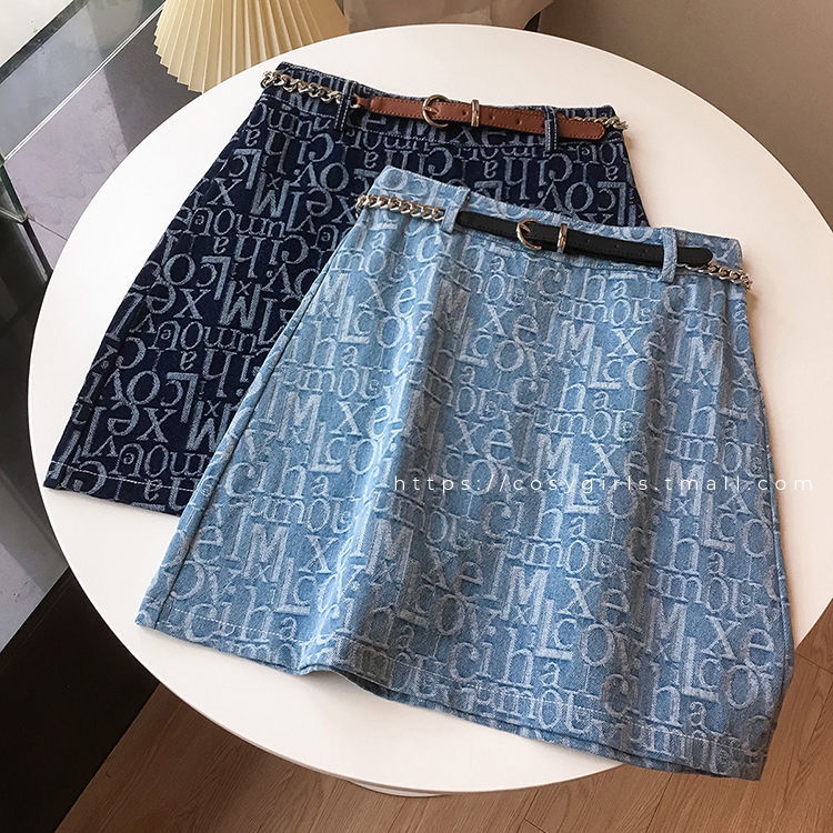 Chân váy jeans dáng chữ A lưng cao kiểu dáng thời trang mùa xuân phong cách retro dành cho nữ 2021 | BigBuy360 - bigbuy360.vn