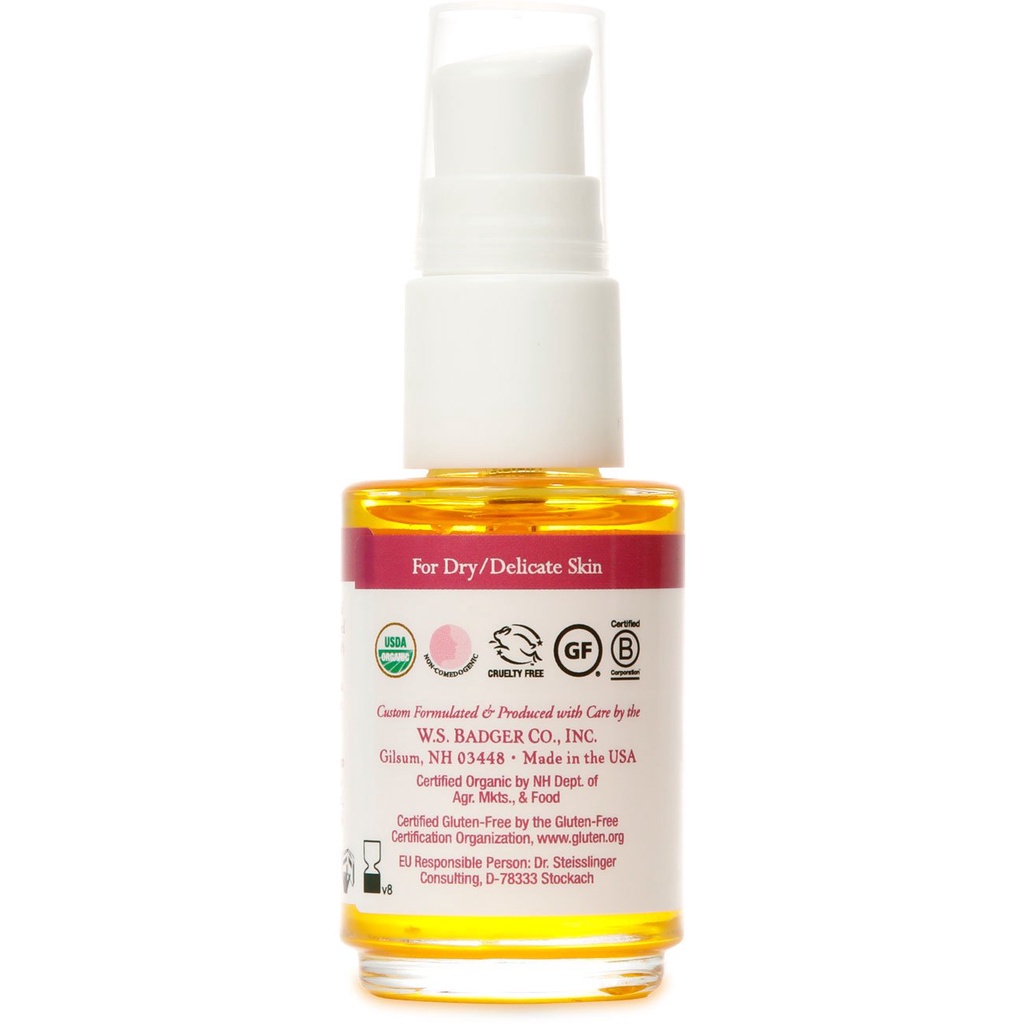 Dầu dưỡng da hữu cơ hoa hồng BADGER Rose organic face oil serum chăm sóc cho da khô lão hóa nếp nhăn  - 29.5ML