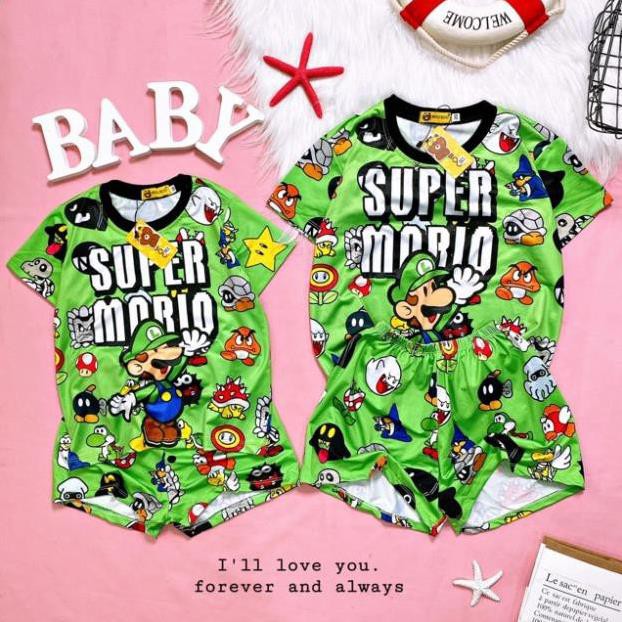 Bộ Ngủ Pijama Thun Baby Tay Ngắn Quần Đùi Họa Tiết Hoạt Hình Dễ Thương từ 10kg đến 20kg