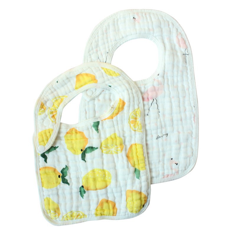 Set 2 yếm ăn vải cotton mềm mại in họa tiết đáng yêu cho bé