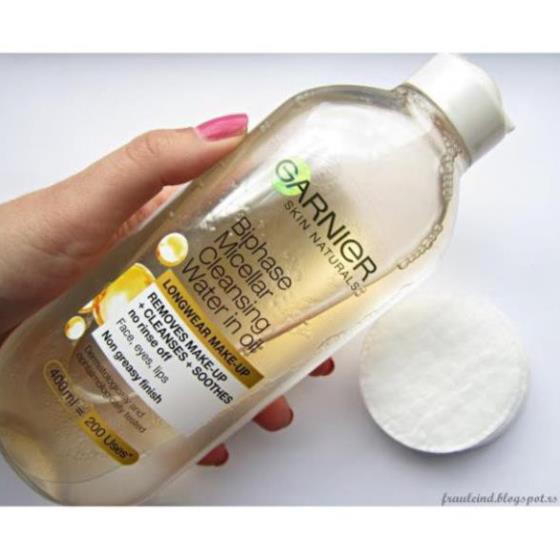 Nước tẩy trang garnier pháp 400ml, 125ml dầu vàng nắp trắng | BigBuy360 - bigbuy360.vn