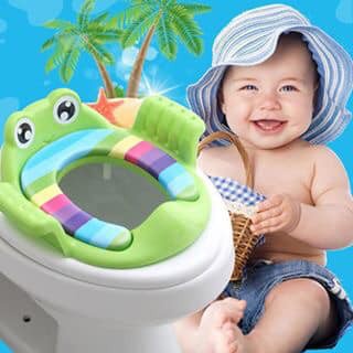 Lót bồn cầu hình ếch có tay vịn, thu nhỏ bồn cầu cho bé .