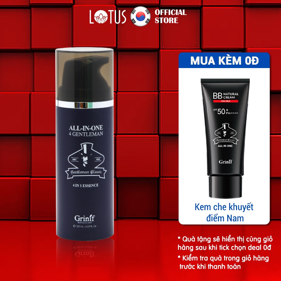 Kem dưỡng trắng da, chống lão hóa, dưỡng ẩm da, giảm thâm nám 4 trong 1 cho nam giới GRINIF All In One 4 Gentleman 120ml