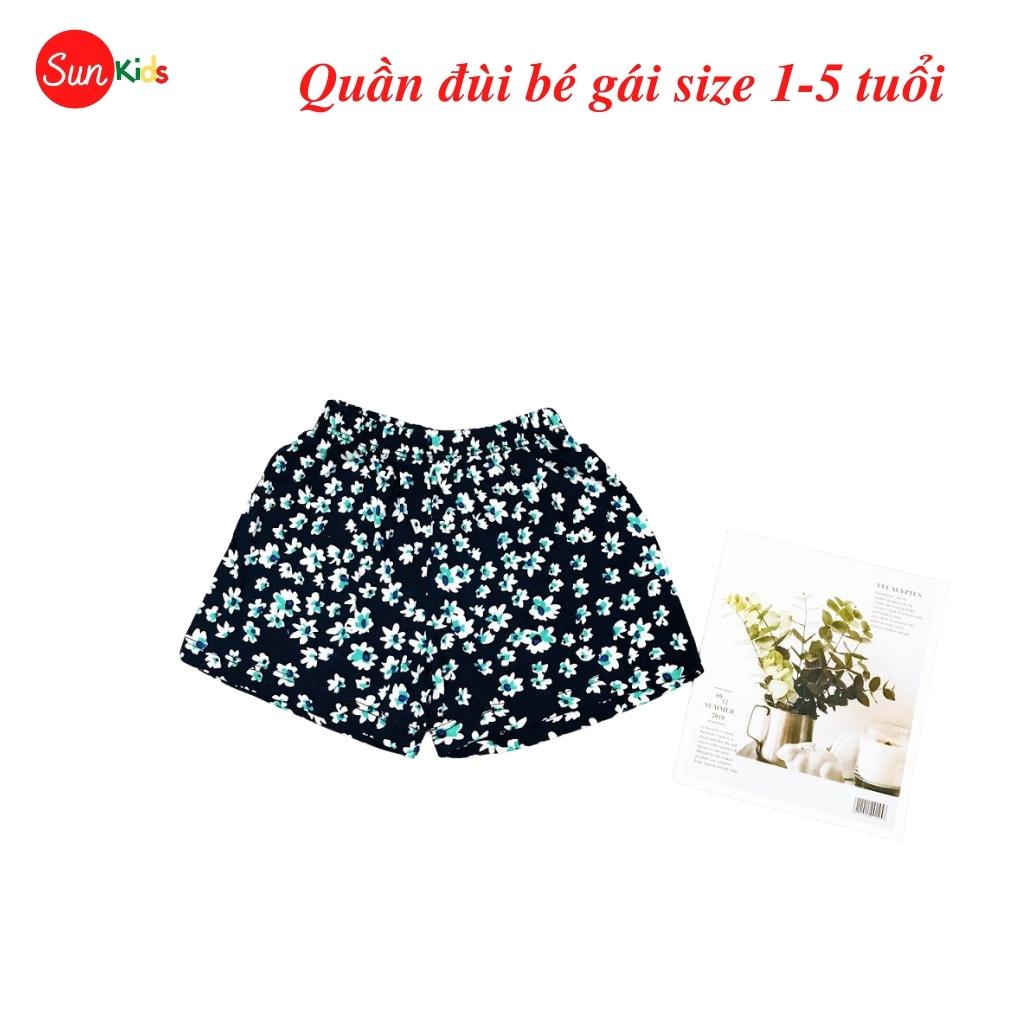 Quần đùi bé gái SUNKIDS, quần đùi cho bé chất cotton mềm mát, size 1-5 tuổi, nhiều màu