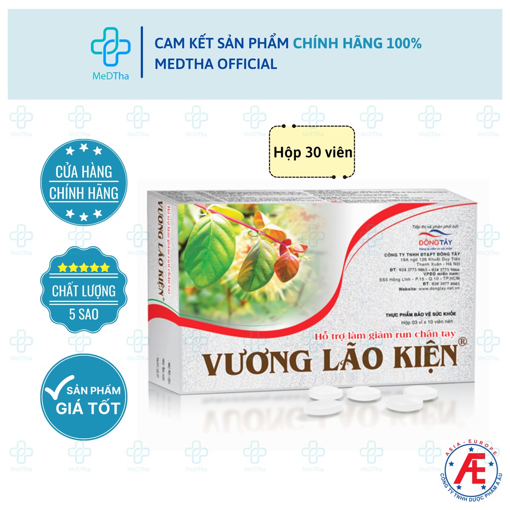 Vương Lão Kiện - Hỗ trợ làm giảm các Chứng Run Chân Tay do Tai Biến (Hộp 30 viên) [Chính Hãng]