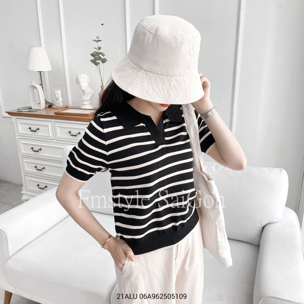 Áo thun len nữ tay ngắn kẻ sọc hàn quốc ulzzang thời trang VM STYLE 81018- 22ALU01A961701 | BigBuy360 - bigbuy360.vn