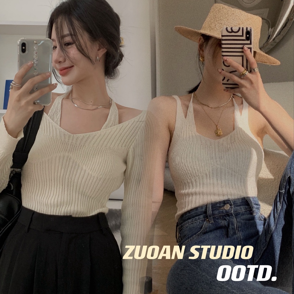 Zuoan Áo Dệt Kim Nữ Ôm Dáng Phong Cách Hàn Quốc Mới