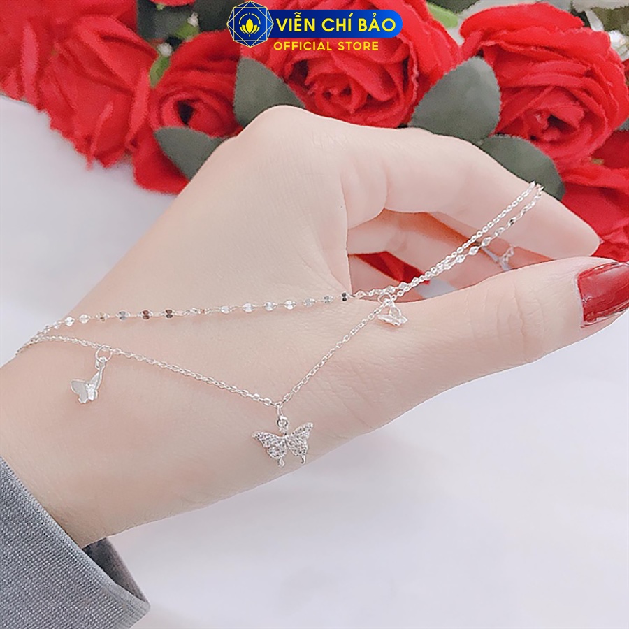 Lắc chân bạc nữ  Butterfly 2 dây chất liệu bạc 925 thời trang phụ kiện trang sức nữ Viễn Chí Bảo L500030x