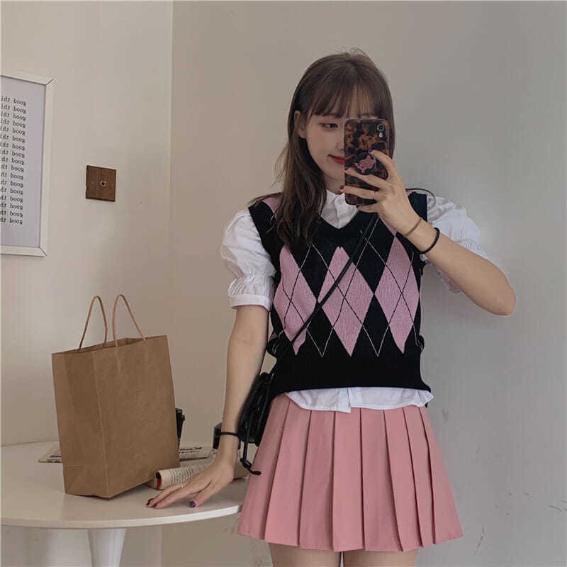 Áo Len Gile Nữ, Áo Gile FreeSize Len Đỏ Caro Sóng Cực Đẹp Hàng Quảng Châu Cao Cấp