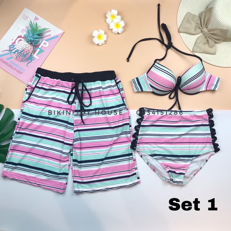[ HÀNG CAO CẤP+ ẢNH THẬT] Quần bơi cặp nam nữ ( kèm áo)