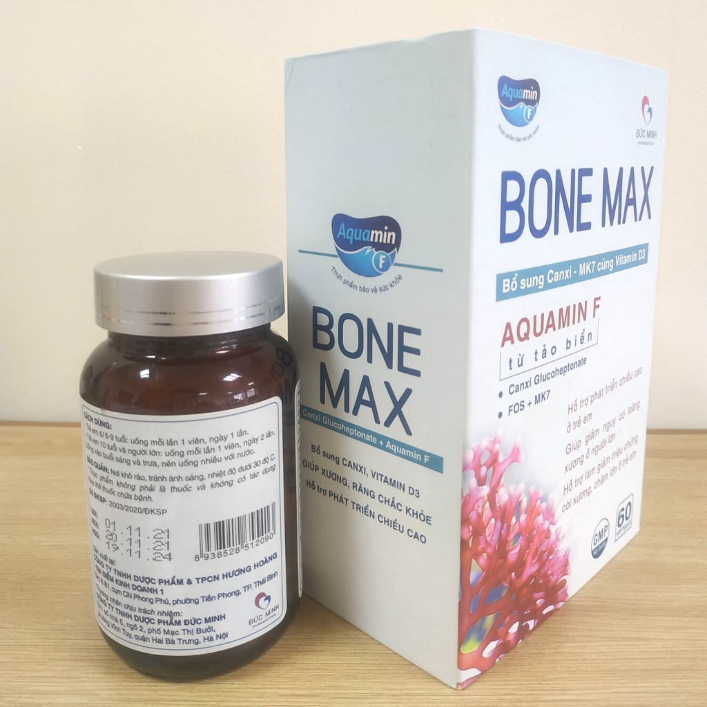 Canxi hữu cơ Bone Max, Bổ sung canxi cho bà bầu, giảm nguy cơ loãng xương - Hộp 60 viên - PharmaOTC