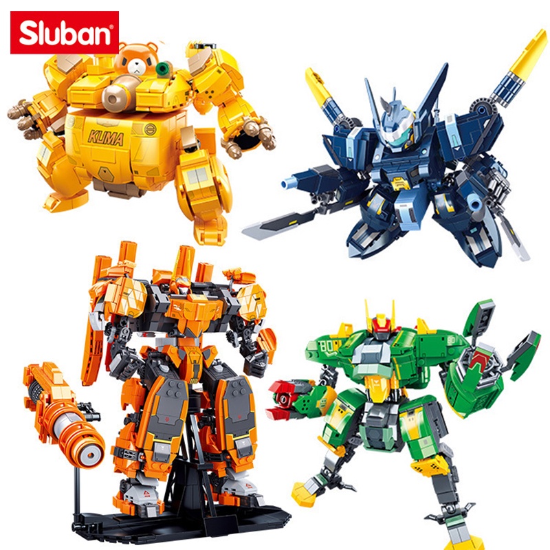 Sluban City Mecha Warrior Robot Assembling Building Blocks DIY Games Alpha Model Educational Bricks 