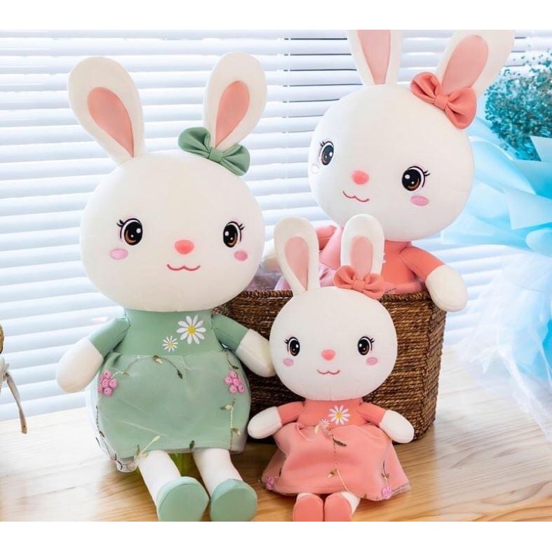 Thỏ bông mặc váy size 39cm và 62cm