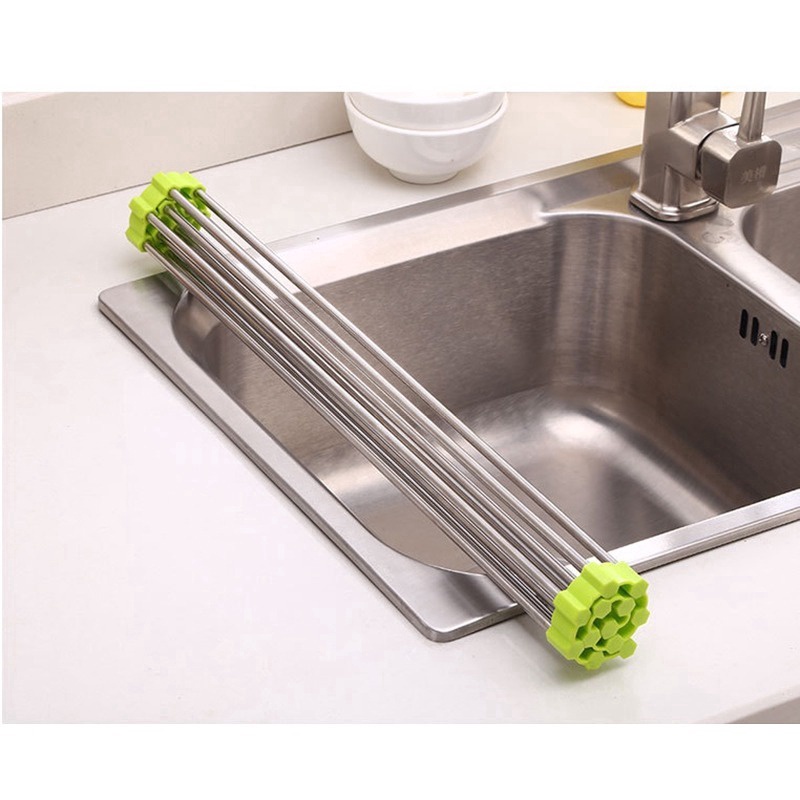 Giá Phơi Khô Chén Dĩa Bằng Silicone Chịu Nhiệt Có Thể Gấp Gọn Cho Bồn Rửa Nhà Bếp