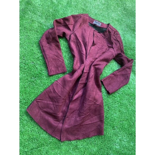 áo khoát da lộn dáng dài màu Hồng hàng si