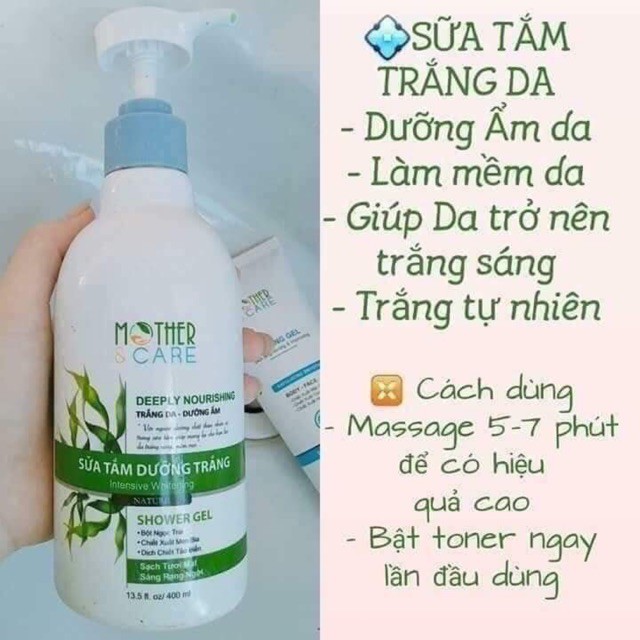 Sữa tắm cấp ẩm dưỡng trắng da mother care